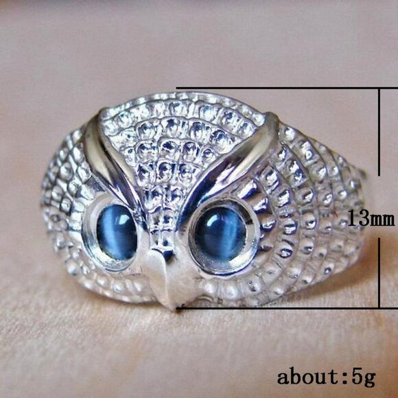 🎀 Adorable Cute Blue Eye Owl Rings for Women/Man, PD198 - Picture 10 of 10